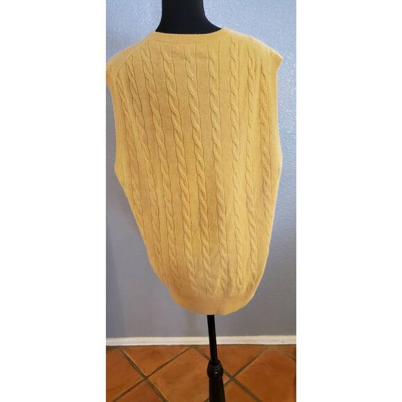 Peter Millar Men's Yellow Mustard Cashmere Knit Vest Sweater Large - Picture 6 of 13